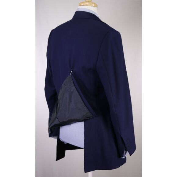 Alexis New York Bespoke Navy Blue Woven Wool Angora Cashmere Blazer Jacket 40R - Picture 7 of 9